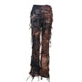 thumbnail image 4 of Lenpel Tassel Pants for Women Trendy Streetwear Tie Dye Flare Leg Trousers High Waisted Party Clubwear Pants, 4 of 4