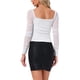 thumbnail image 3 of INSPIRAR CHIC Blusas Cortas con Fruncidos para Mujeres, Blusa de Malla Brillante de Manga Larga M Blanca, 3 of 5