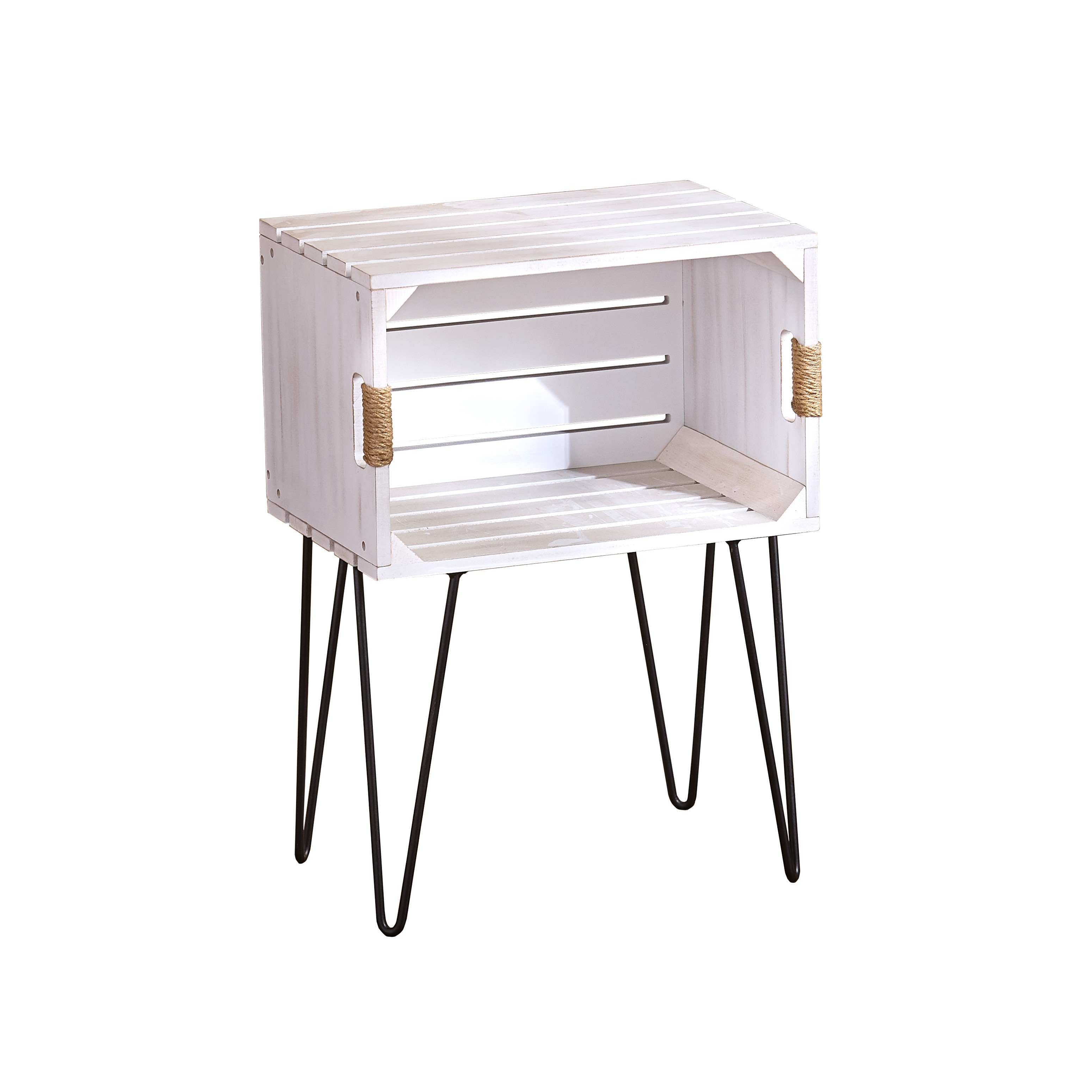 white crate end table