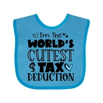 Inktastic I'm the World's Cutest Tax Deduction Blue Hearts Boys or Girls Baby Bib