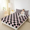 thumbnail image 4 of jejeloiu Pink Black Buffalo Bed Sheets,Modern Abstract Geometric King Sheets,Classic Checkered Sheet Set For Boys Kids,Luxury Bedroom Decor,4-Piece, 4 of 7