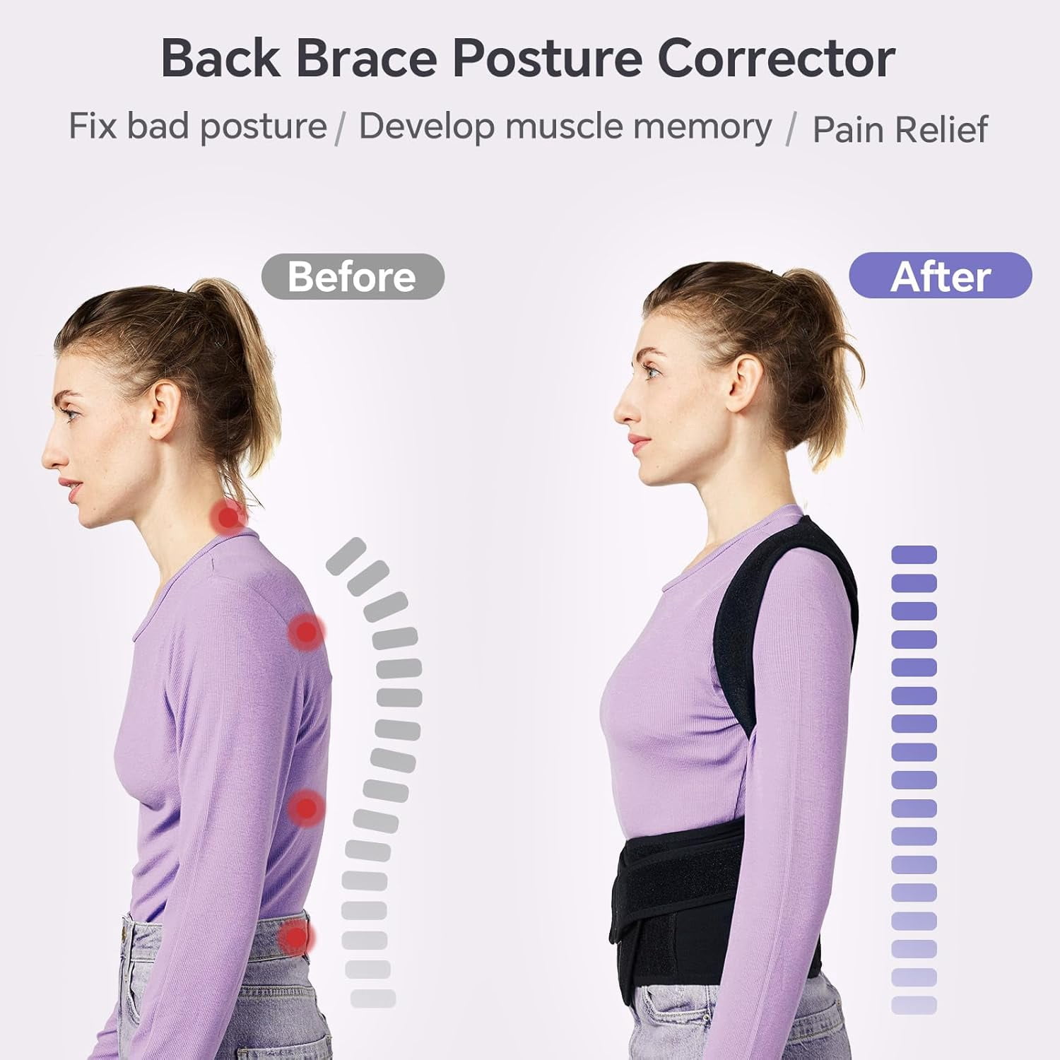 Back Brace for Women and Men Posture Corrector with Adjustable Lumbar Support - Shoulder Upper Lower Back Pain Relief for Hunchback Scoliosis Sciatica - Breathable Design