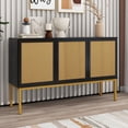 thumbnail image 2 of Kadyn 54" Sideboard Buffet Cabinet, Sideboard Storage Cabinet with Artificial Rattan Door and Rebound Device for Entryway, Black, 2 of 13