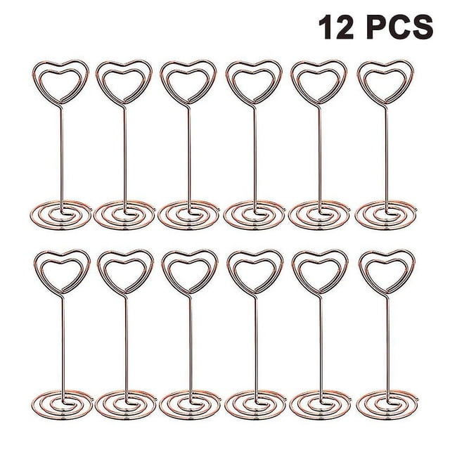 12 Uds. Soporte alto para tarjetas, soporte para números de mesa, soporte para tarjetas de mesa, soportes para números de mesa con forma de corazón, Clips para notas y fotos