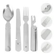 thumbnail image 3 of GOOHOCHY 4pcs in 1 Set Portable Utensils Cutlery Set 4-Piece Including Fork Spoon Stainless Steel Set for Travel Camping (Silver), 3 of 8