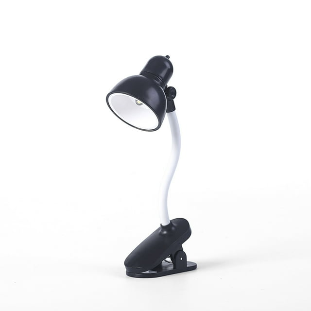 Reading Light Adjustable Clip Mini Desktop Table Lamp Battery Powered Camping Portable Clamp Night Light, Black