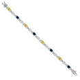 thumbnail image 3 of Gem Stone King 925 Sterling Silver Yellow Citrine and Blue Created Sapphire and Lab Grown Diamond Bracelet for Women | 4.21 Cttw | Gemstone November Birthstone | Oval 6X4MM | Length 7.25 inches, 3 of 6