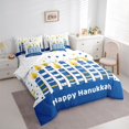 thumbnail image 3 of Feelyou Kids Western Chanukah Bedding Comforter Set 7pcs, Festival Menorah Dreidel King Bedding Sets, Cartoon Stars Print Reversible Bed Sheets, Super Cozy Room Decor, 3 of 7