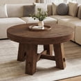 thumbnail image 3 of Tribesigns 31.5-Inch Round Coffee Table, Solid Wood Center Table with Thickened Tabletop for Living Room, Apartment, Small Space, Brown, 3 of 6