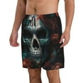 thumbnail image 2 of KLL Butterfly Flower Skull Men's Casual Summer Beach Shorts Hawaiian Shorts with Pockets-Medium, 2 of 5