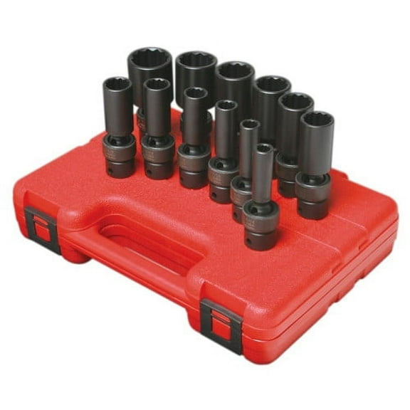 Sunex Tools 3677 12-Piece 3/8 in. Drive Deep Universal 12-Point SAE Impact Socket Set
