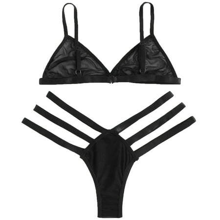 

ZRBYWB Ladder Cutout Sheer Lingerie Set Women Underwire Lingerie Set Underwear Sleepwear Steel Mesh Underwire Lingerie Set Women Lingerie