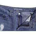 thumbnail image 4 of Jeans Boyfriend de cintura media rasgados para mujer Pantalones de mezclilla elásticos desgastados de ajuste holgado 32-azul claro 30 largos, 4 of 5