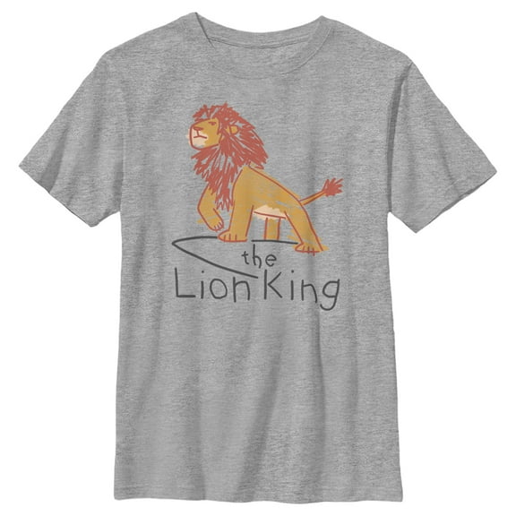 Boy's Lion King Simba Cartoon Scrawl  Graphic Tee Athletic Heather Medium