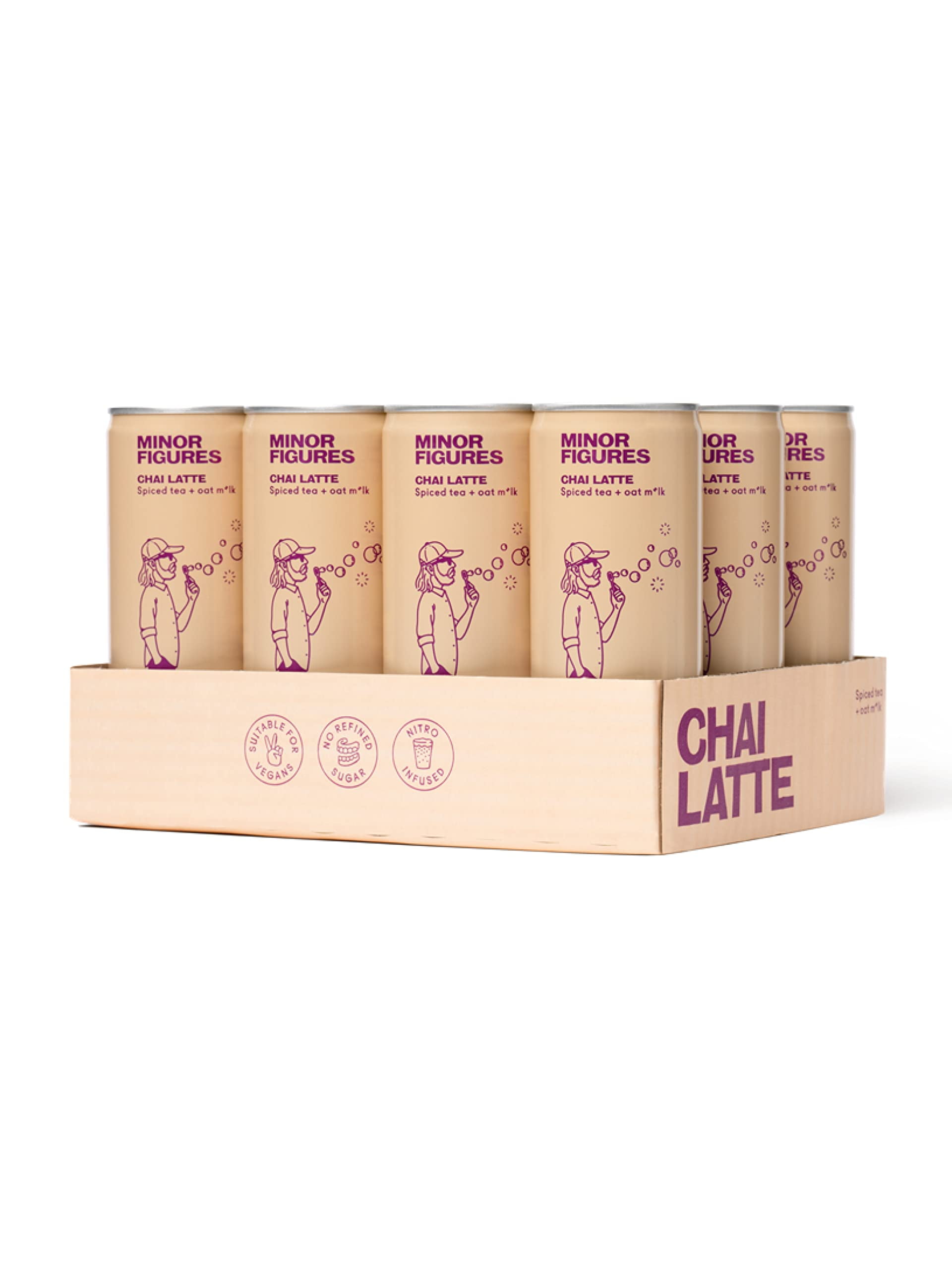 Minor Figures Chai Latte + Oat Milk, 8.45 Fl oz x 12 Cans, Vegan