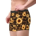 thumbnail image 2 of Yiaed Brown Plaid Sunflower Print Men's Soft Cotton Boxer Shorts Breathable Boxers Underwear Moisture-Wicking Underwear Stretch Boxer Briefs for Man-Large, 2 of 5