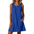 thumbnail image 6 of Lenpel Dresses for Women Fashion Square Neck Sleeveless Knee Length Sundresses with Pockets Casual Loose Solid Color Beach Dresses, 6 of 7