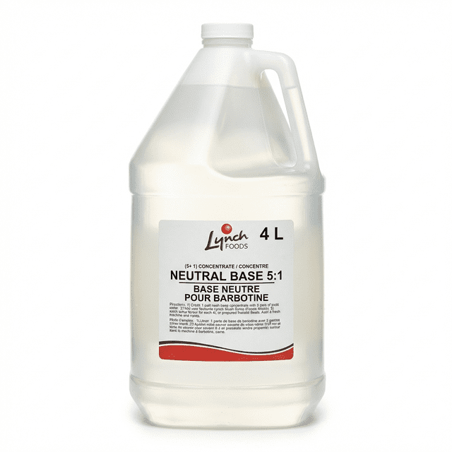 Lynch Foods Neutral Slushy Syrup Concentrate, 5:1 Professional Ratio Mix, 4 L (1.06 Gallon) Jug – Clear Base for Frozen Drinks & Slushies