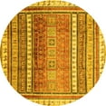 thumbnail image 1 of Ahgly Company Machine Washable Indoor Round Abstract Yellow Modern Area Rugs, 8' Round, 1 of 4