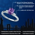 thumbnail image 2 of Gem Stone King 14K White Gold Purple Amethyst and White Lab Grown Diamond Engagement Ring for Women | 1.35 Cttw | Oval 8X6MM | Gemstone February Birthstone | Size 9, 2 of 6