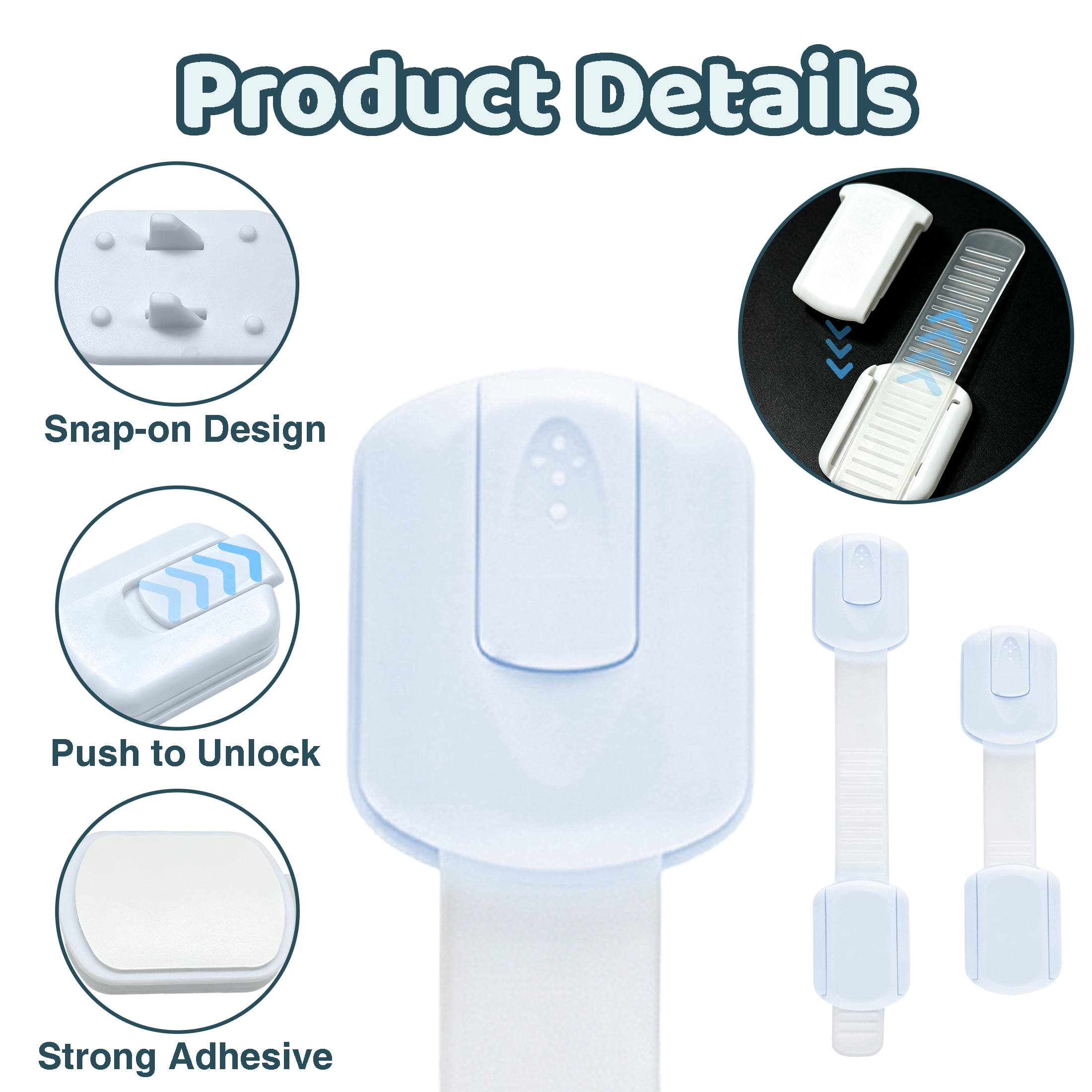10 Pack Safety Locks, Adjustable Cabinet Locks, No‑Drill Drawer Locks, Multi‑Purpose Safety Straps, Household Home‑Safety Latches for Cabinets, Drawers, Refrigerator, Dishwasher