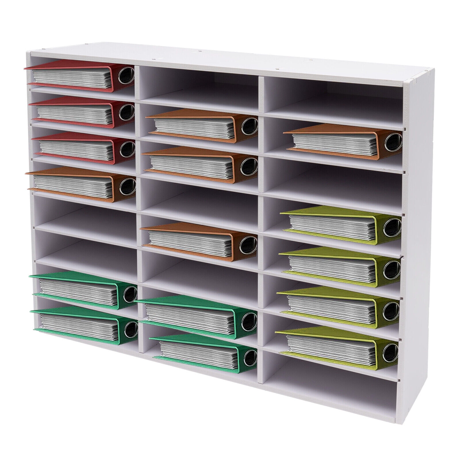 Desktop File Holder, Office Mailbox 24-compartment Literature Organizer Modern White Literature Organizer, 29*11.9*23.5in