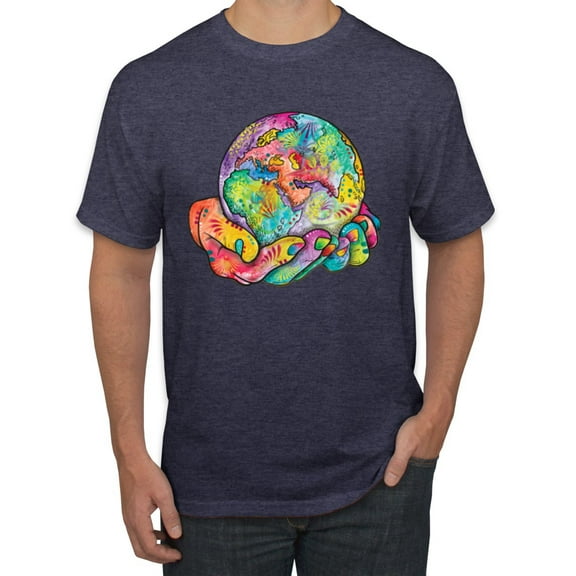 Wild Bobby Rainbow Painted I've Got The Whole World Dean Russo Design Inspirational/Christian Men Tee, Vintage Heather Navy, XX-Large