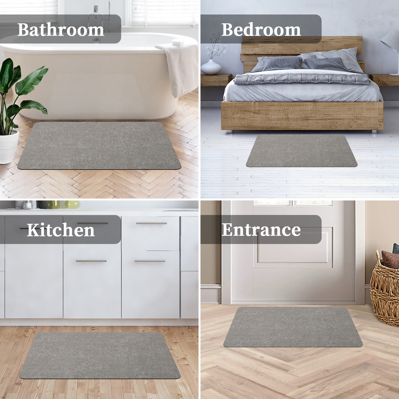 Inyahome Bathroom Rug Floor Bath Mat Homever Non Slip TPE Backing