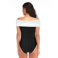 thumbnail image 4 of Traje de baño de dos piezas para mujer, vestido de playa de una pieza a prueba de sol con hombros descubiertos y top de tubo sexy de color sólido a la moda, 4 of 5