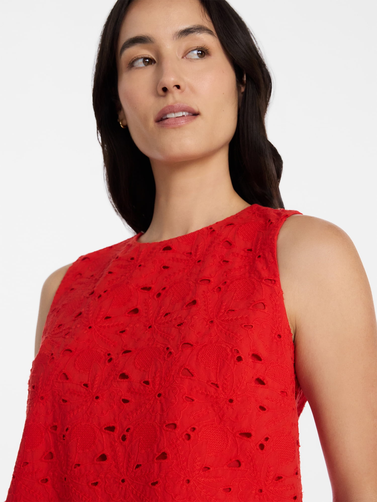 Time and Tru Women’s and Women’s Plus Eyelet Embroidered Top, Sizes XS-4X
