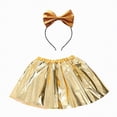 thumbnail image 2 of Godom Kids Girls Ballet Skirt Set 2T-11T Party Tulle Dance Skirt with Bow Hairband Costume,Gold, 2 of 4