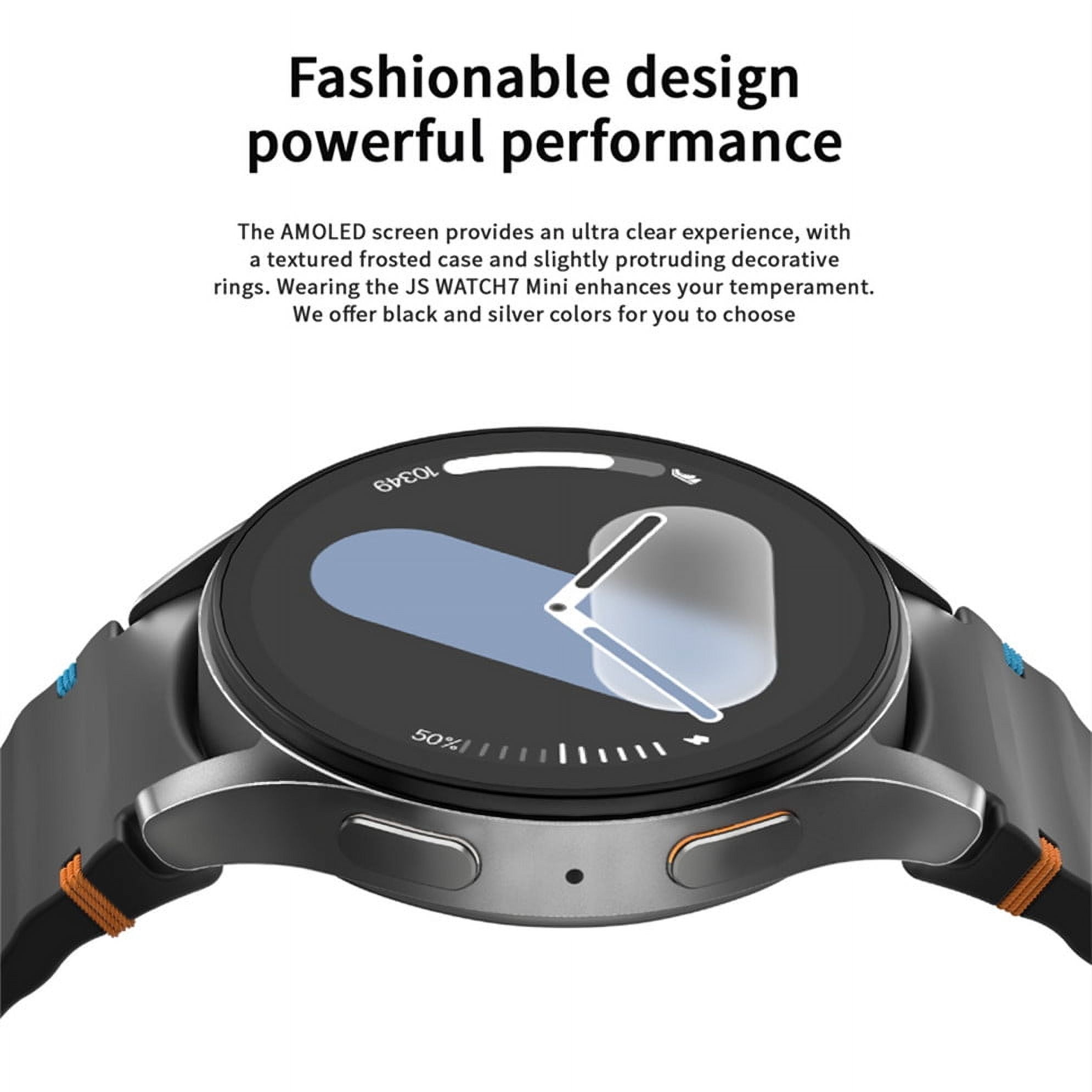 E EYAFA Smart Watch JS Watch7 Mini Bluetooth Call Sports Watch with 1.3 inch AMOLED Screen for Men and Women