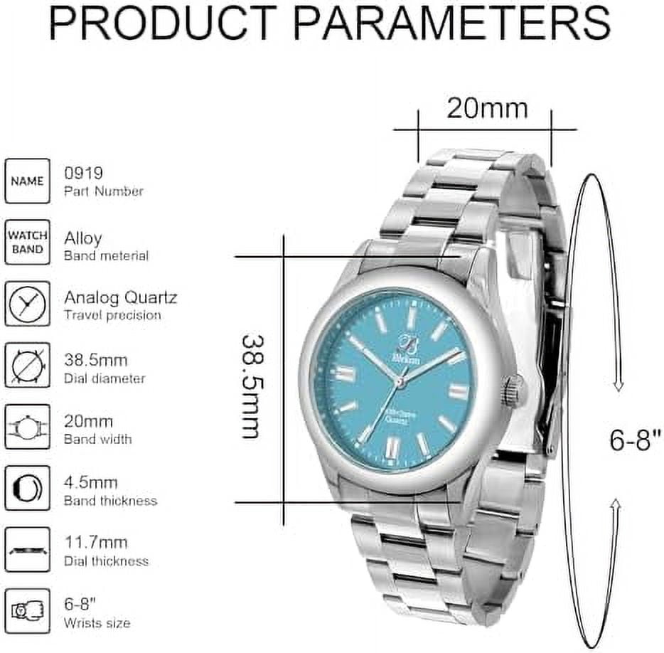 Blekon Original Stylish Bracelet & Leather Watch Set - Elegant Everyday Timepiece (AQUA/BRACELET)