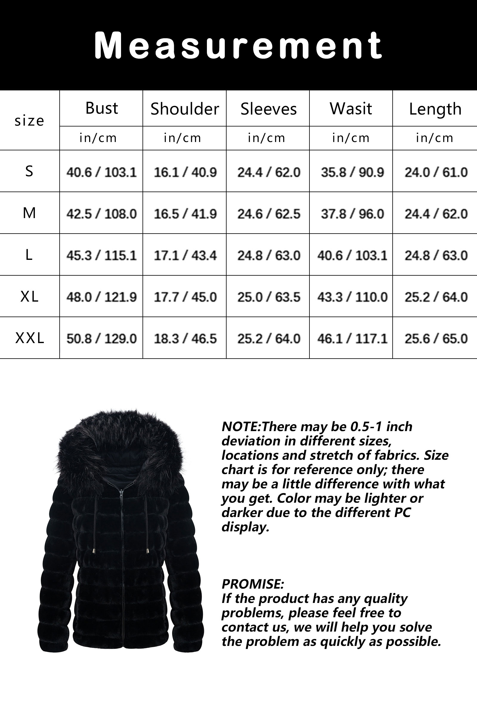Giolshon Women's Double Sided Puffer Coats Faux Fur Jacket with Fur Collar Fall and Winter - image 5 of 6