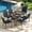Blue Chairs, variant on SOLAURA 7-Piece Outdoor Patio Dining Set, Textilene Dining Chairs and Metal Rectangular Table with Umbrella Hole, Outdoor Furniture Set for Garden, Backyard, Deck, or Poolside, Gray