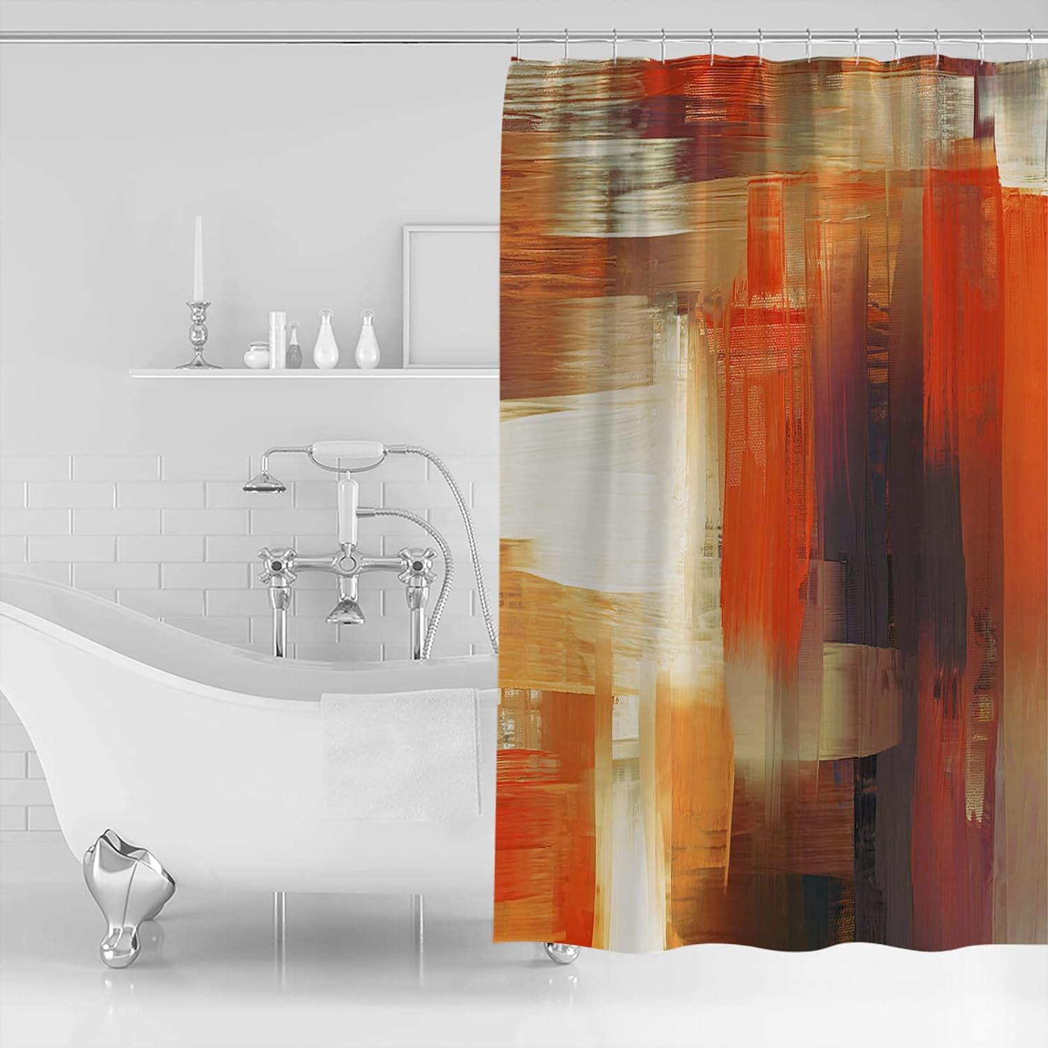 Burnt Orange Brown Shower Curtain Lightweight Abstract Orange Shower Curtains with Hooks Burnt Orange Brown Oil Painting Ombre Waterproof Bath Curtain for Bathroom,Bathtub Decor 72 X 84 Inch