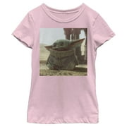 Girl's Star Wars: The Mandalorian The Child Square Frame Graphic Tee Light Pink Large