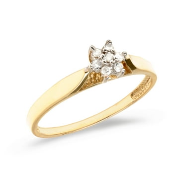 14K Yellow Gold Diamond Cluster Ring