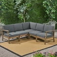 thumbnail image 2 of Danielle Outdoor 5 Piece Acacia Wood Sectional Sofa Set, Gray and Dark Gray, 2 of 11