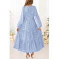 thumbnail image 3 of Vestido largo MITILLY para niñas, azul claro, floral, de 6 a 12 años, 3 of 5