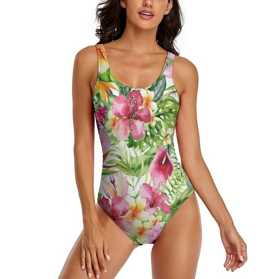 Bright Flowers Swimsuit Hawaiian Tropical Print Push Up Swimwear One Piece Vaion Bath Bathing Suits Swimsuits Beach Outfits