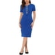 thumbnail image 2 of Vestido de mujer Inspire Chic de manga corta, ideal para el trabajo, vestido ajustado de tweed, estilo lápiz, talla XL, azul real, 2 of 6