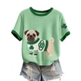 thumbnail image 5 of Essentials Womens Tees Tops Basic Shirts Cute Animal Dog Graphic Color Block Short Sleeve Loose Fit Clothes Green, 5 of 5