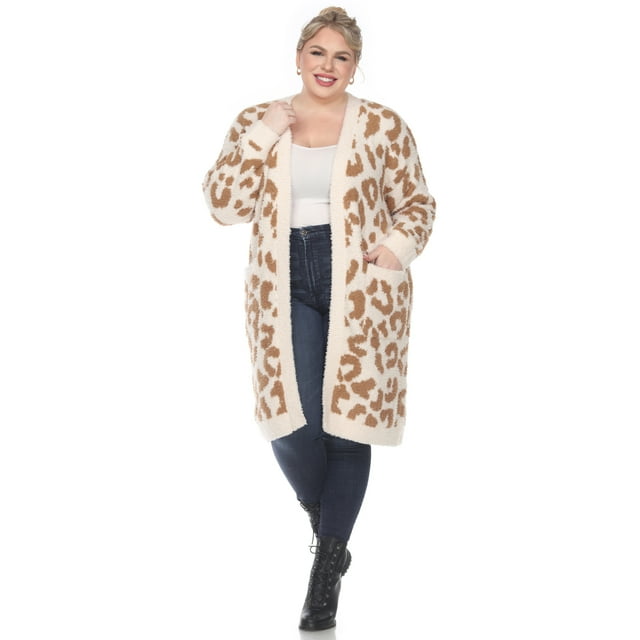 White Mark Cardigan Sherpa Léopard pour Femmes