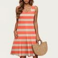 thumbnail image 2 of hotojiny Women's Summer Sundress Casual Sleeveless Crewneck Beach Dresses with Pockets Fashion Soft Striped Dress, 2 of 5