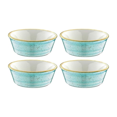 Aqua dia.4.75" h:1.75" 10 oz. Round Blue Vitrified Bowl (Set of 4)