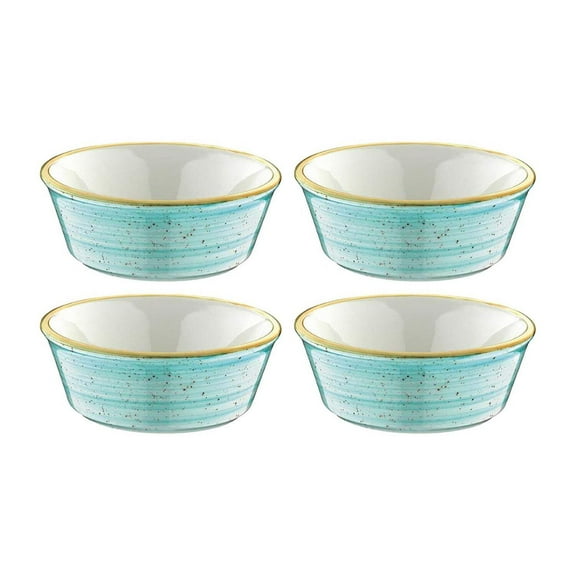 Aqua dia.4.75" h:1.75" 10 oz. Round Blue Vitrified Bowl (Set of 4)
