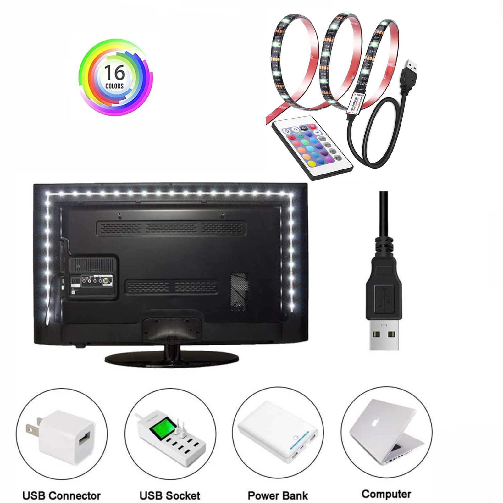 TV LED Backlight, RGB LED Lights for TV with Remote,6.56ft TV Lights