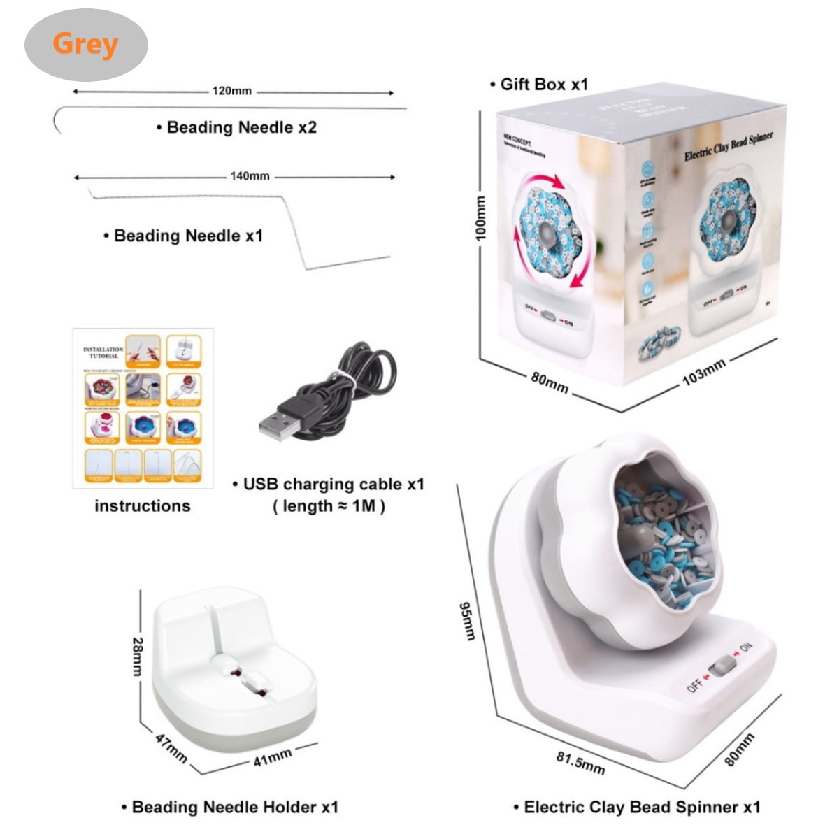 Radetop Electric Clay Bead Spinner for Jewelry Making with Needle and Thread, Bead Spinner for Making Bracelets and Necklaces