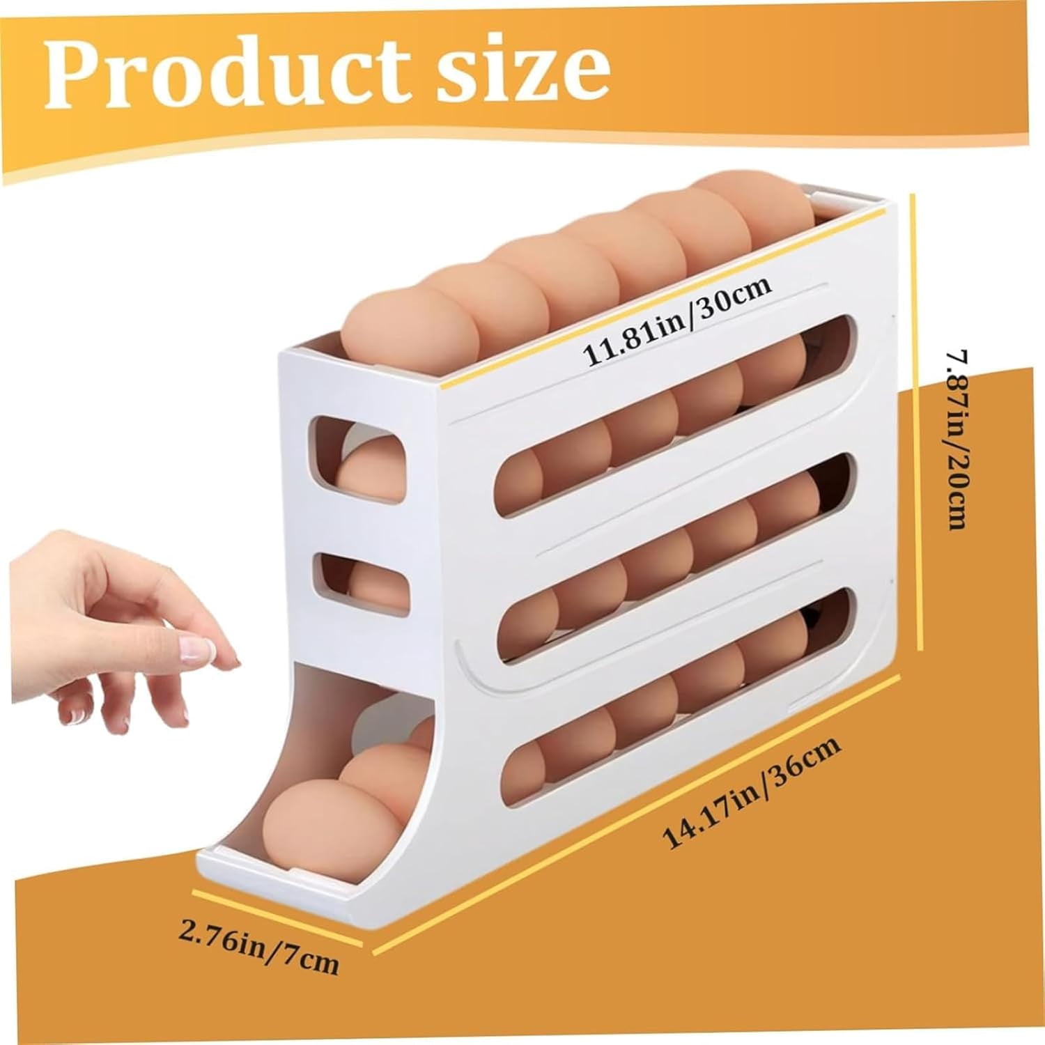 Dispensador De Huevos para Refrigerador, Organizador De Huevos, 4 Tiers Egg Holder for Fridge, Auto Rolling Fridge Egg Organizer, Egg Holder Countertop, Egg Dispenser Holder